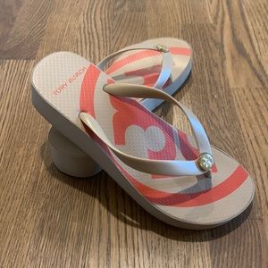 Tory Burch Wedge flip flops size 8